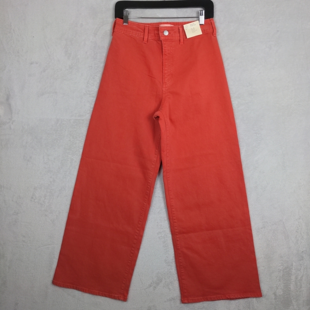 NWT Universal Thread Sailor Wide Leg Jeans Women 6 Orange Red Stretch Everyday